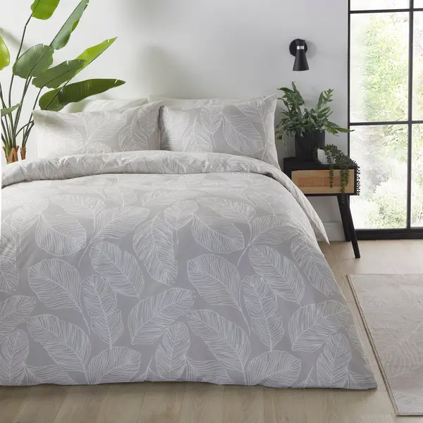 Image of Fusion Matteo Reversible Duvet Cover and Pillowcase Set Natural