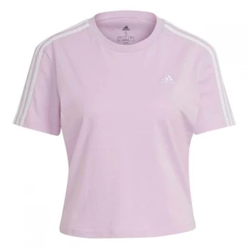 Image of adidas 3S Crop T Shirt Womens - Clear Lilac