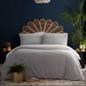 Image of Loft Tate Soft Velvet Duvet Cover Set, Silver, Single - Appletree