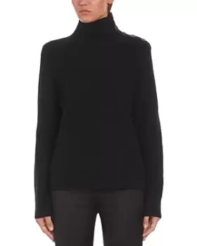 Image of The Kooples Ribbed Knit Wool Funnel Neck Sweater