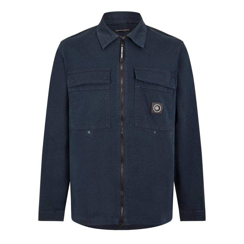 Image of Marshall Artist Mens Plaid Overshirt Navy male Medium