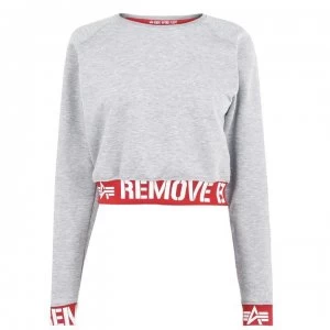 Image of Alpha Industries RBF Cropped Crew Neck Sweater - Grey