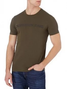 Image of Calvin Klein Jeans Institutional Logo Slim T-Shirt - Green, Size XL, Men