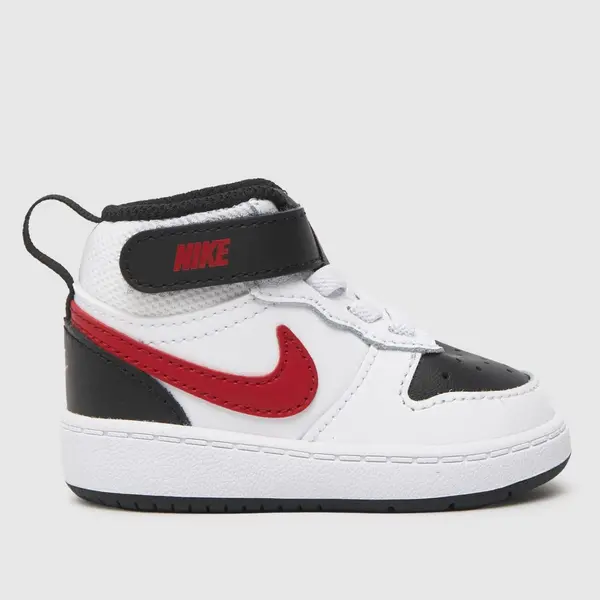 Image of Nike white & red court borough mid 2 Toddler trainers White/Red UK 4.5 (EU 21)