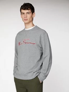 Image of Ben Sherman Logo Sweat-ALLUMINIUM, Grey, Size L, Men