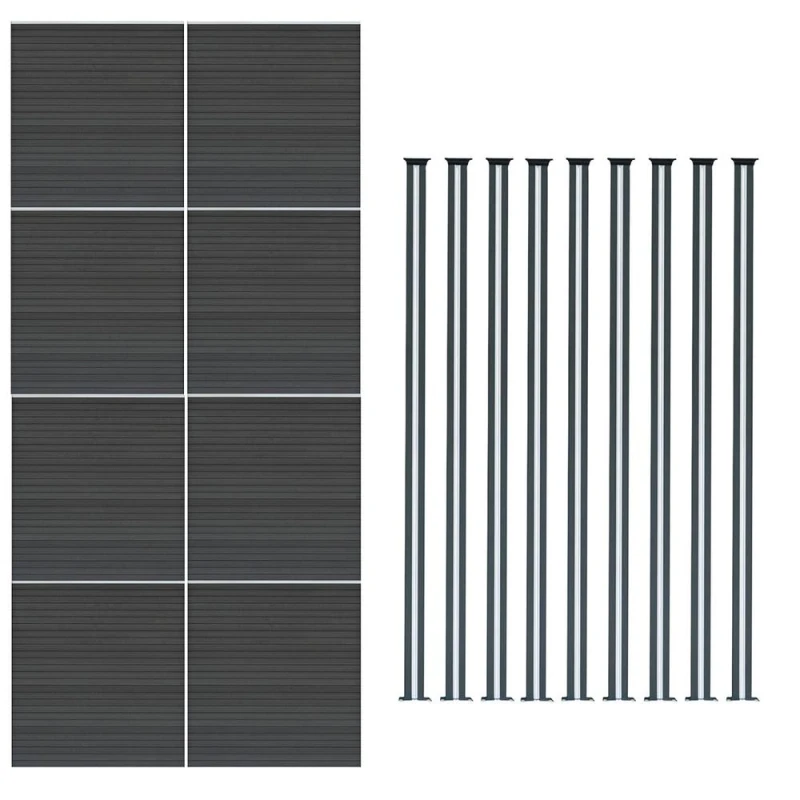Image of Monstershop Composite Fence Panels & LED Posts 6ft x 46ft - Grey Grey Unisex