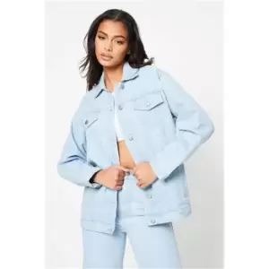 Image of I Saw It First Light Wash Oversized Denim Jacket Co-Ord - Blue