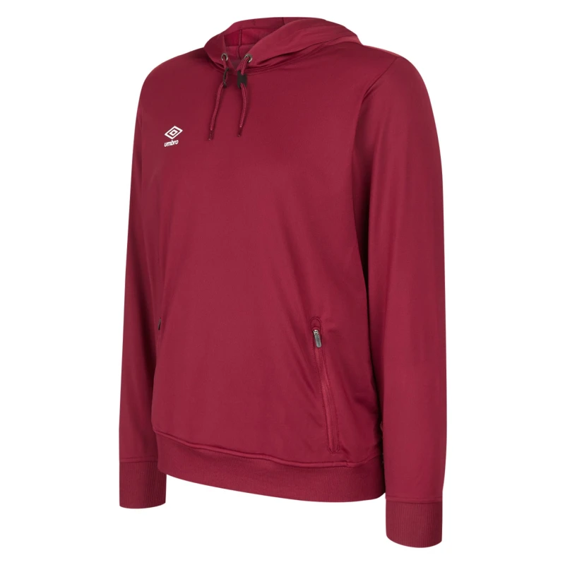 Image of Umbro Club Essential Polyester Drawstring Hoodie in Burgundy Size: 11-12 Years Burgundy Unisex 11-12 Years