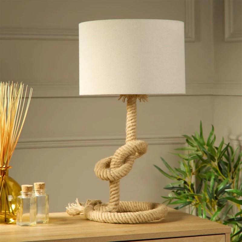 Image of SO'HOME Knotted Rope Table Lamp with Neutral Shade Natural ONE SIZE