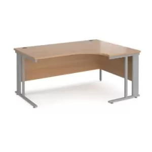 Image of Office Desk Right Hand Corner Desk 1600mm Beech Top With Silver Frame 1200mm Depth Maestro 25 MCM16ERSB