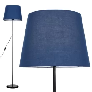 Image of Charlie Black Floor Lamp with Navy Blue Aspen Shade