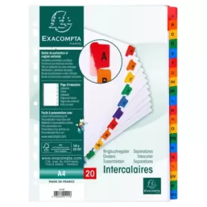 Image of Exacompta Indices Dividers A4, 20 Part A-Z, White, Pack of 10