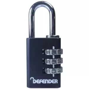 Image of Defender DFCOMBI30 Black Die-Cast Combination Padlock 30mm