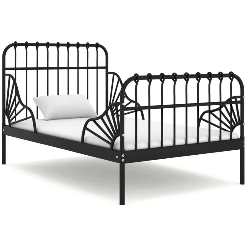 Image of VIDAXL Extendable Bed Frame without Mattress Black Metal 80x130/200cm vidaXL 8720286195420