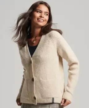 Image of Superdry Womens Essential Super Soft Cardigan Cream / Ecru - Size: 8