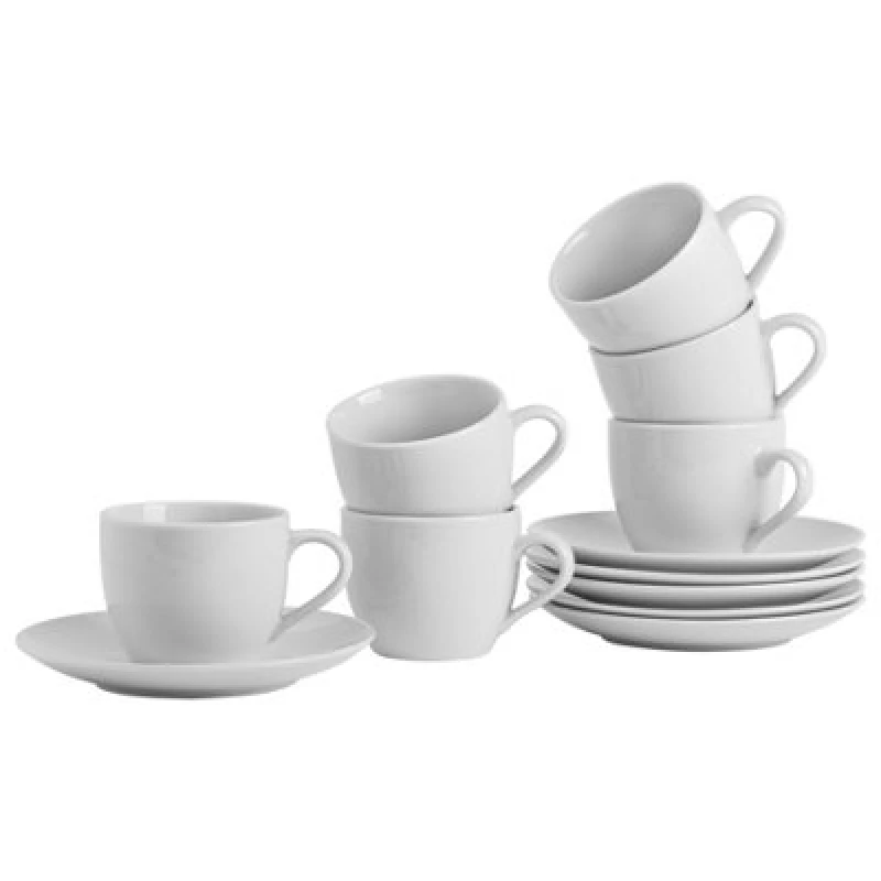 Image of Argon Tableware Classic White Teacup & Saucer Set - 200ml - 12 Piece White