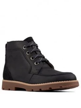 Image of Clarks Heath Lace Up Kid Boot - Navy