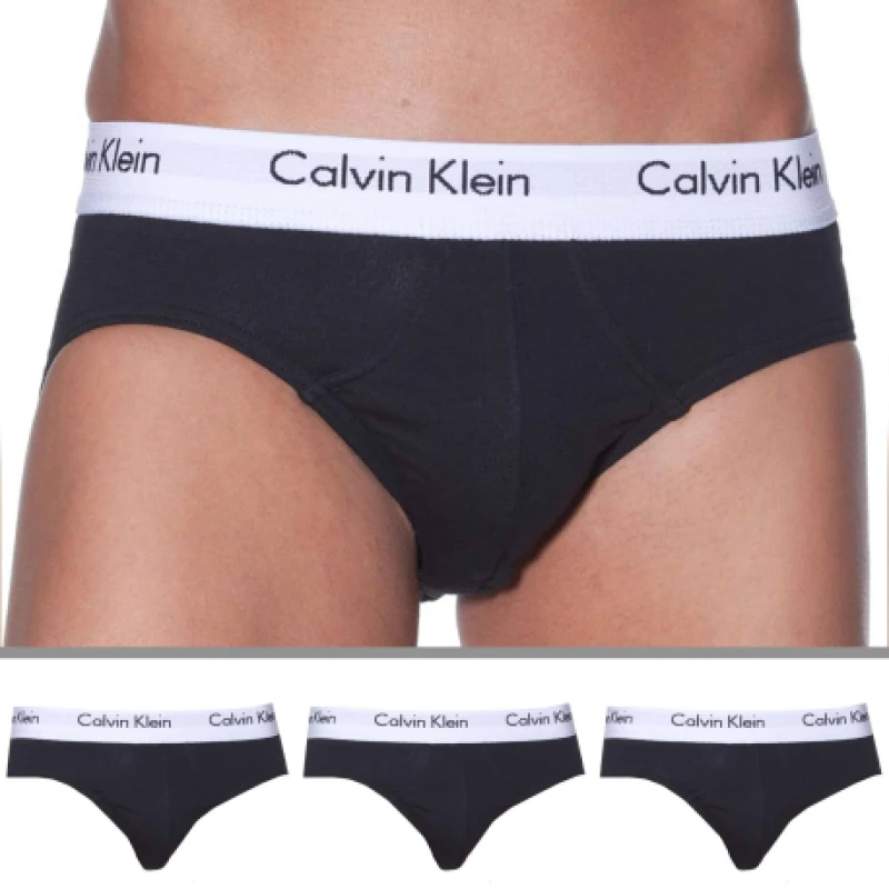 Image of Calvin Klein Black 3 Pack Briefs - Cotton Stretch Black Male M 171579UK