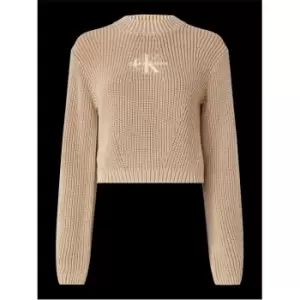 Image of Calvin Klein Jeans Washed Monologo Sweater - Cream