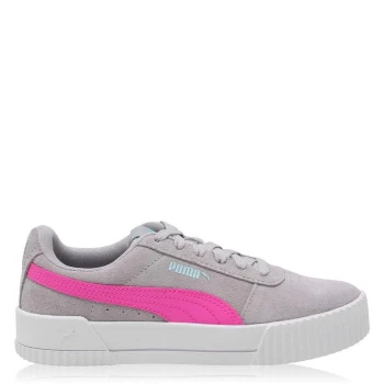 Image of Puma Carina Suede Junior Girls Trainers - Grey