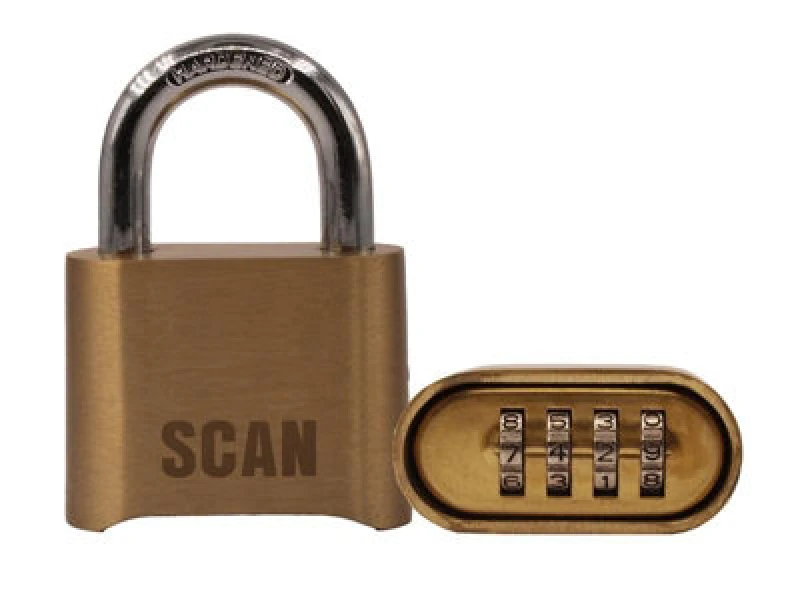 Image of Scan Za116-1 Brass Combination Padlock 50mm Scaplbcom