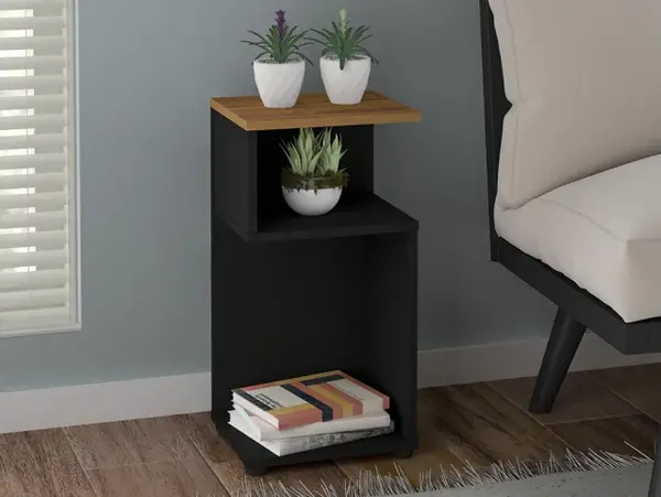 Image of Seconique Naples Black and Pine Side Table