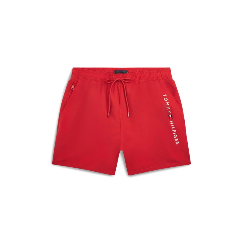 Image of Tommy Hilfiger Original Logo Mid Swim Shorts Medium Red male S