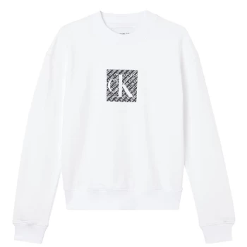 Image of Calvin Klein Jeans Hologram Logo Crew Sweater - YAF Bright WHT