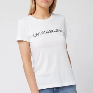 Image of Calvin Klein Jeans Womens Institutional Logo Slim Fit T-Shirt - Bright White - M