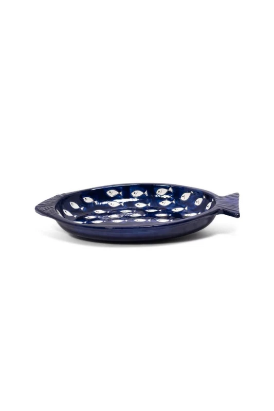 Image of Verano Spanish Ceramics Signature Blue & White Fish Ceramic Kitchen Dining Serving Dish 41L x 25cm (W) Size: 41L x 25cm (W) White Unisex 41L x 25 c