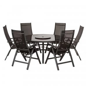 Image of Sorrento Black 6 Seater Round Deluxe Recliner Set