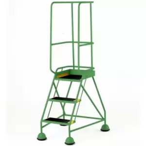 Image of Loops - 3 Tread Mobile Warehouse Steps & Guardrail green 1.7m Portable Safety Stairs
