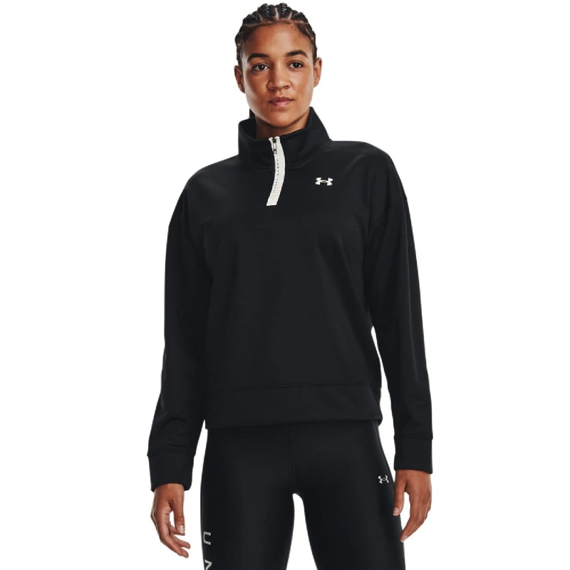 Image of Under Armour Armour Fleece Reflective 1/4 Zip Top Black female 0-2
