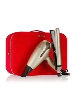 Image of Ghd Platinum+ & Helios Limited Edition - Hair Straightener & Hair Dryer In Champagne Gold