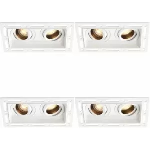 Image of 4 pack Twin Trimless Plaster-In Downlight - 2 x 50W GU10 Reflector LED - White