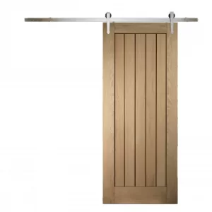 Image of Cottage Oak Sliding Barn Door with Provincial Track 2073 x 862mm