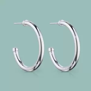 Image of Portrait Series 1 Silver Tube Open Hoop Earrings