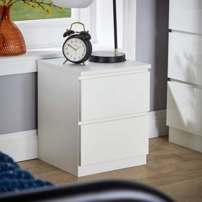 Image of Home Source Lugano 2 Drawer Bedside Cabinet White