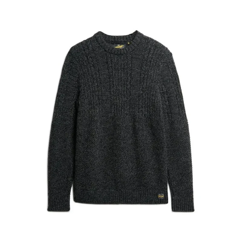 Image of Superdry Jacob Cable Jumper Charcoal Black Twist XL
