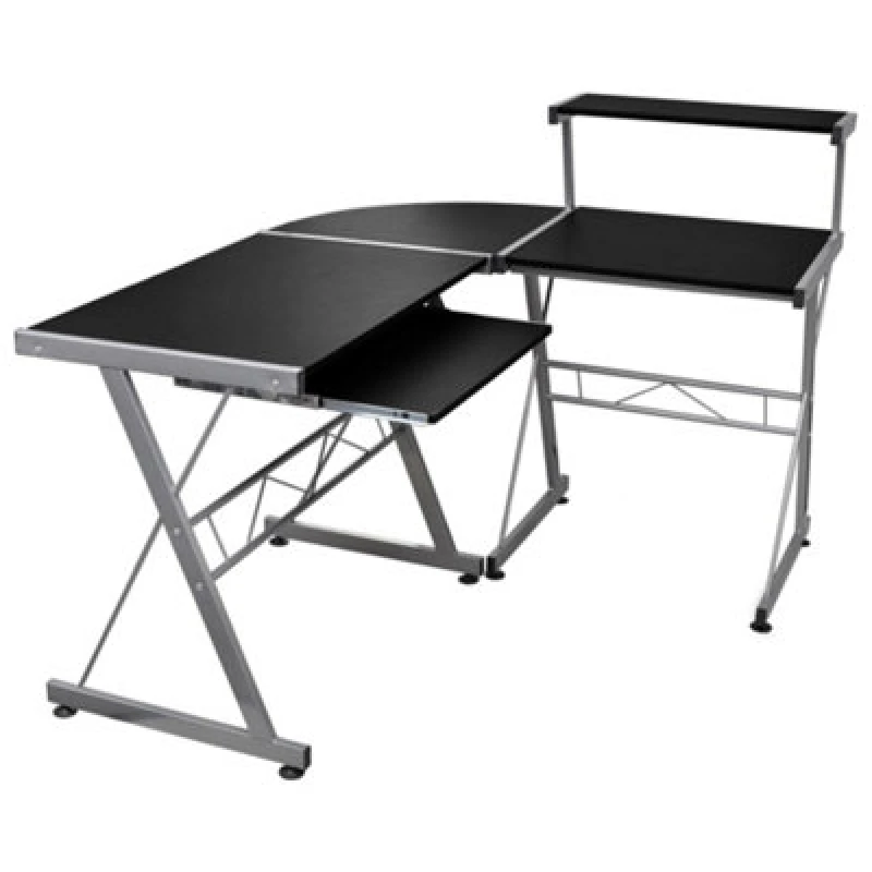 Image of Vidaxl Corner Computer Desk Black 132X112X99cm Engineered Wood, Black 20585