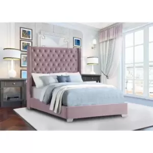 Image of Nivana Upholstered Beds - Plush Velvet, Single Size Frame, Pink - Pink
