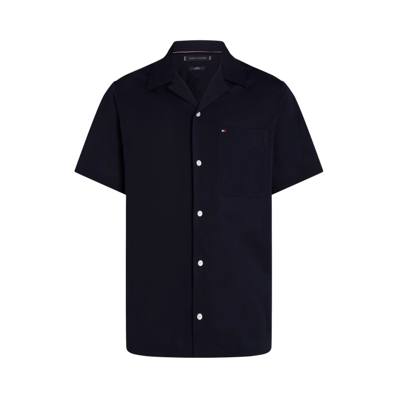 Image of Tommy Hilfiger Mens Knitted Short Sleeve Plain Shirt Desert Sky male S