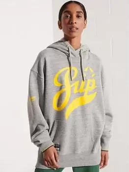 Image of Superdry Logo Hoodie - Grey, Size M/L, Women