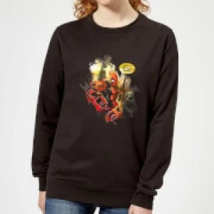 Image of Marvel Deadpool Outta The Way Nerd Womens Sweatshirt - Black
