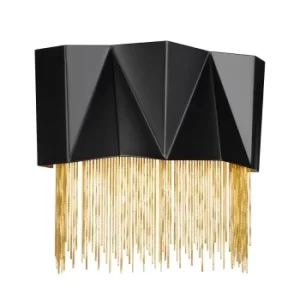 Image of Zuma 3 Light Wall Light, Satin Black, Gold, G9