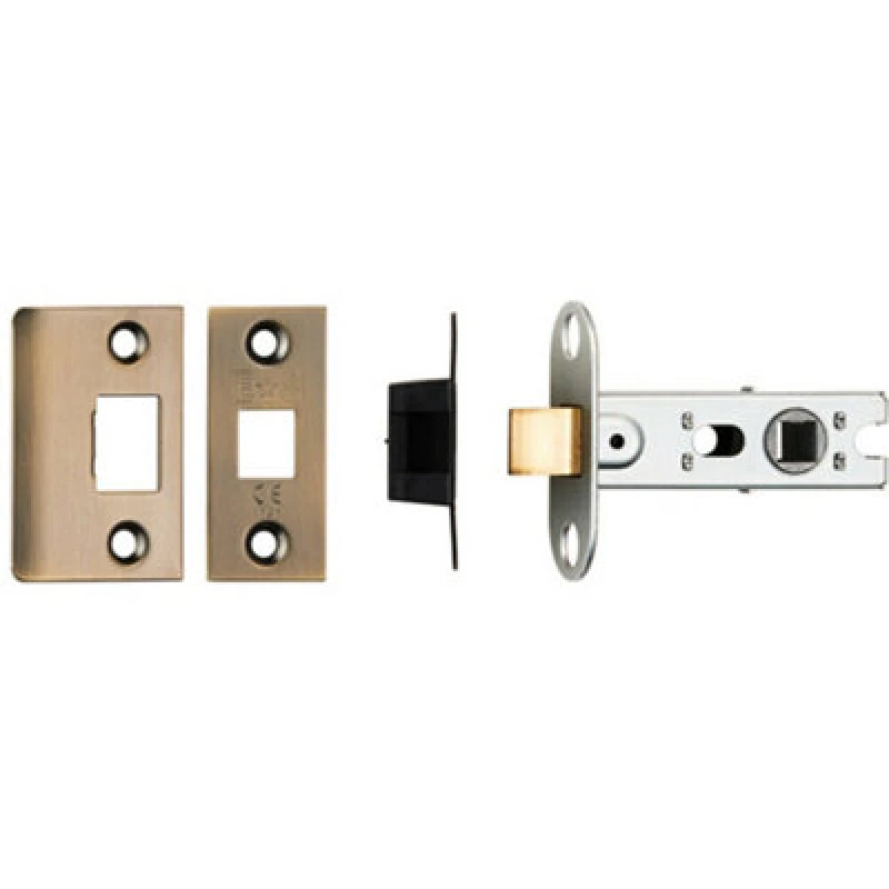 Image of Loops 64mm Tubular Mortice Door Latch Bolt Through Square Forends Antique Brass Metallics unisex