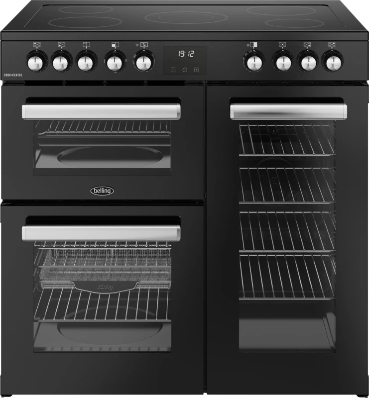Image of Belling Cookcentre 90E 90cm Electric Range Cooker with Ceramic Hob - Black - A/A Rated