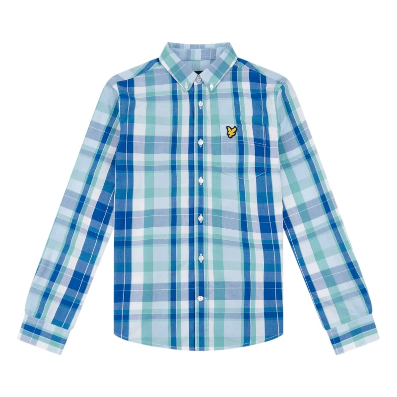 Image of Lyle and Scott Check Shirt - Blue Blue 9 - 10 Years