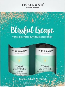 Image of Tisserand Aromatherapy Blissful Escape Total De-Stress Bathtime Collection 2 x 100ml