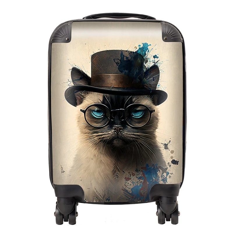 Image of Warren Reed - Designer Siamese Cat Splashart Suitcase Size: Medium Multicolor Unisex Medium